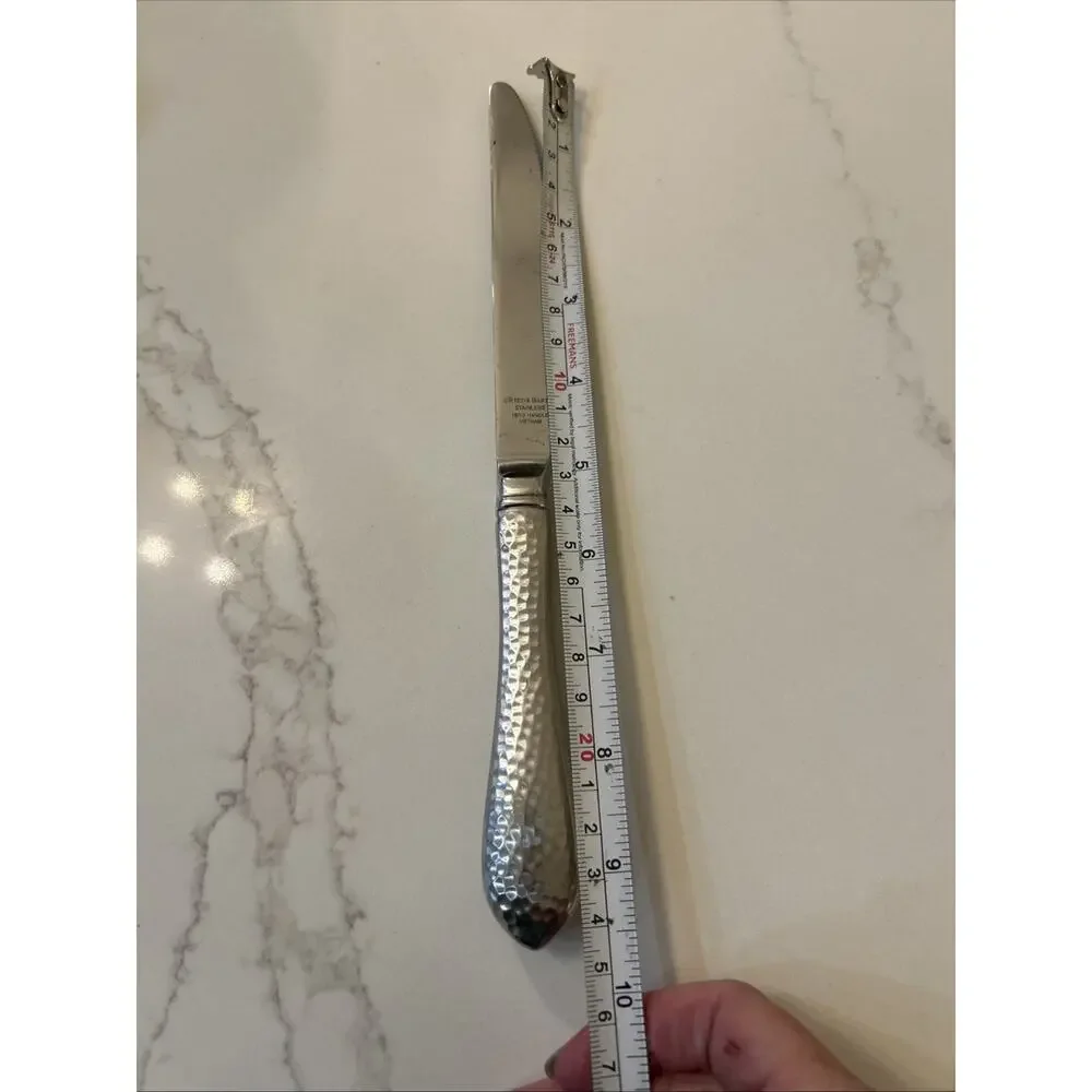 REED & BARTON Stainless‎ Steel Antique Hammered Dinner Knife Teardrop Handle